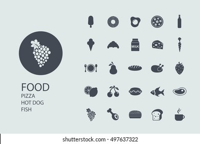 Set of icons on a theme food