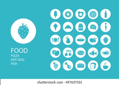 Set of icons on a theme food