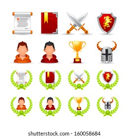 Set of icons on a theme game