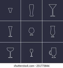 Set of icons on a theme glass