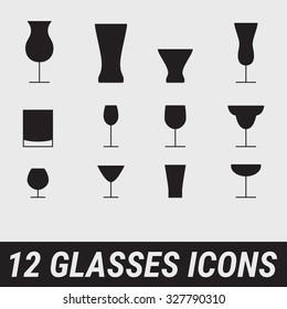 Set of icons on a theme glass in minimalism style