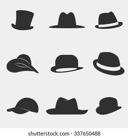 Set of icons on a theme hats 