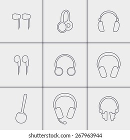 Set of icons on a theme Headphones