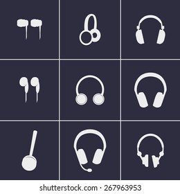 Set of icons on a theme Headphones