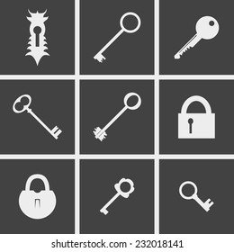 Set of icons on a theme keys