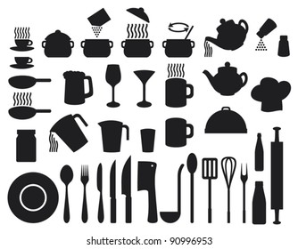 set of icons on a theme kitchen