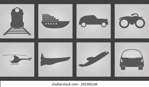 Set of Icons on a theme Machines for movement