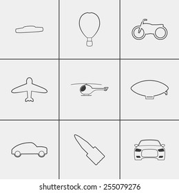 Set of icons on a theme Machines for movement 