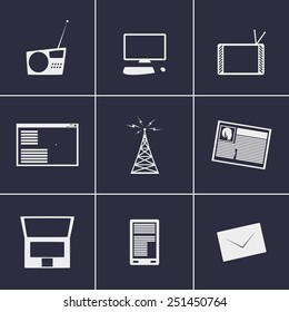 Set of icons on a theme media