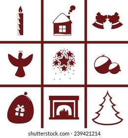 Set of icons on a theme Merry Christmas