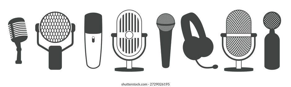 set of icons on a theme microphones