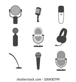 Set of icons on a theme microphones