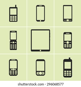 Set of icons on a theme mobile phone, smartphone