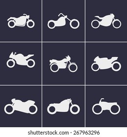 Set of icons on a theme motorcycles