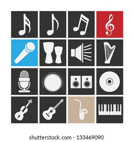 Set of icons on a theme music. A vector illustration