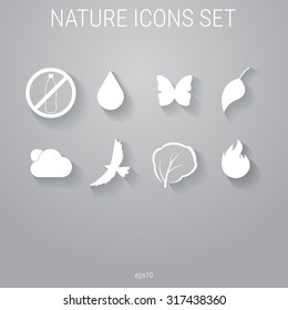 Set of icons on a theme nature 3d