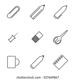 Set of icons on a theme office accessories 