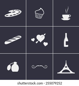 Set of icons on a theme paris