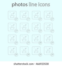 Set of icons on a theme pictures, the viewfinder frame for portraits in daylight. Modern vector icons photo series.