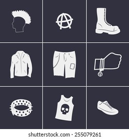 Set of icons on a theme punk