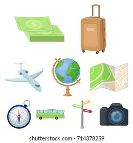 Set of icons on the theme of rest. Travel abroad. Rest ang travel icon in set collection on cartoon style vector symbol stock illustration.