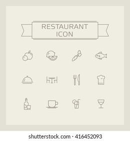 Set of icons on a theme restaurant. Vector illustration