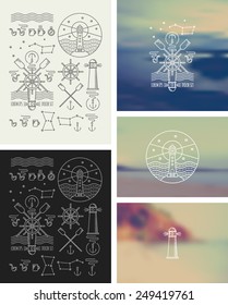 Set of icons on a theme of the sea 