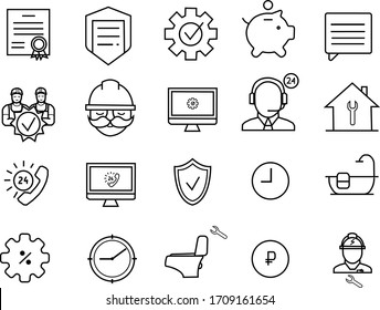 Un conjunto de iconos sobre el tema de los servicios de los maestros de diferentes industrias