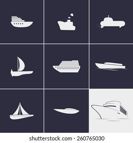 Set of icons on a theme ships