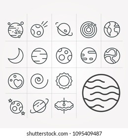 Set of icons on theme of space