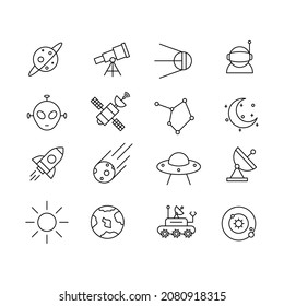 A set of icons on the theme of space