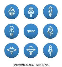 Set of icons on the theme of space and spaceships. Illustration Vector