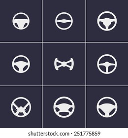 Set of icons on a theme sterring wheels