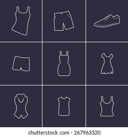 Set of icons on a theme summer clothing