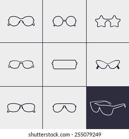 Set of icons on a theme Sunglasses 