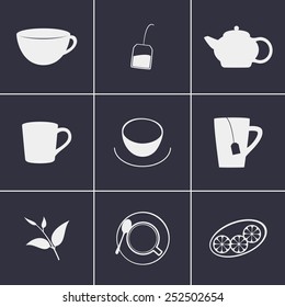 Set of icons on a theme Tea 