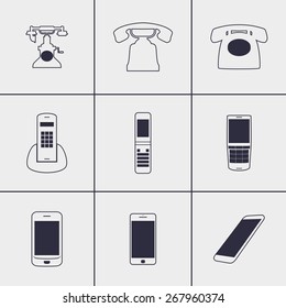 Set of icons on a theme telephone