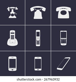 Set of icons on a theme telephone