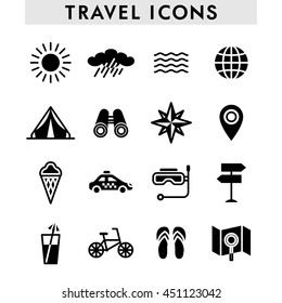 Set of icons on a theme travel and tourism.