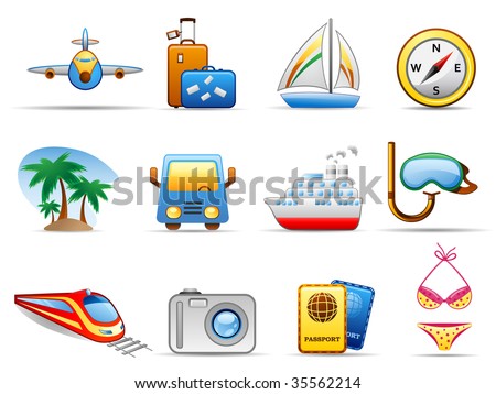 Set of icons on a theme Travel