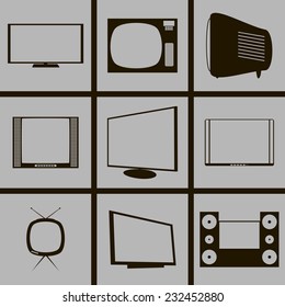 Set of icons on a theme of TVs