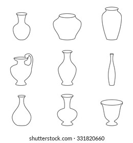 Set of icons on a theme vases