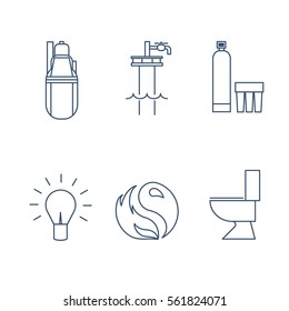 Set of icons on the theme of water, heating and business
