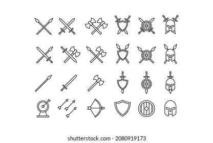  A set of icons on the theme of weapons