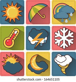 Set of icons on a theme weather