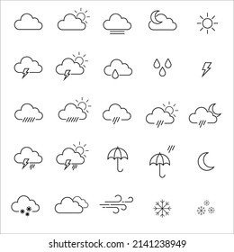 Set of icons on the theme of the weather - vector image