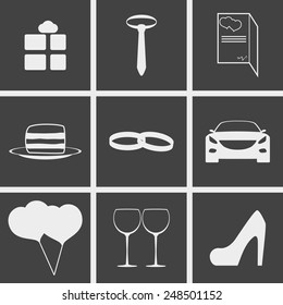 Set of icons on a theme Wedding