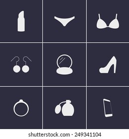 Set of icons on a theme Women's accessories 