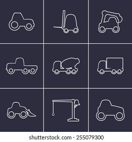 Set of icons on a theme Working transport 
