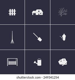 Set of icons on a theme yard